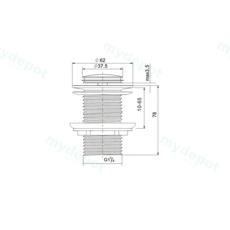 Run Chrome 32mm Brass Pop-Up Waste No Overflow view 2