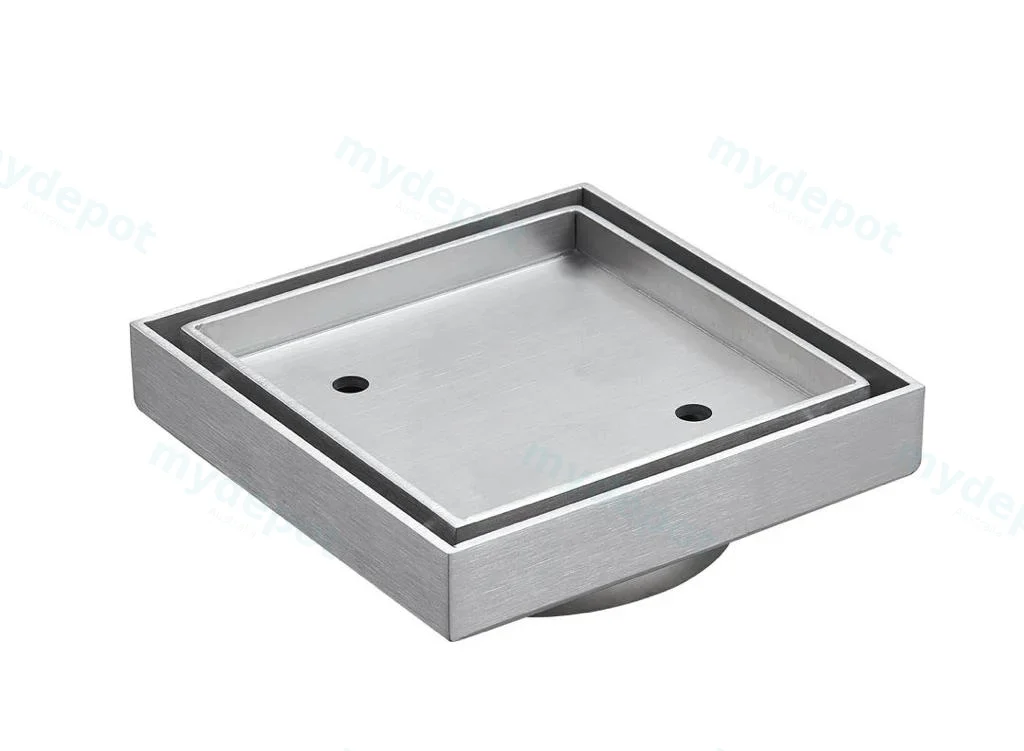 115X115mm Brushed Chrome Square Tile Insert Floor Drain(75mm Outlet) view 2