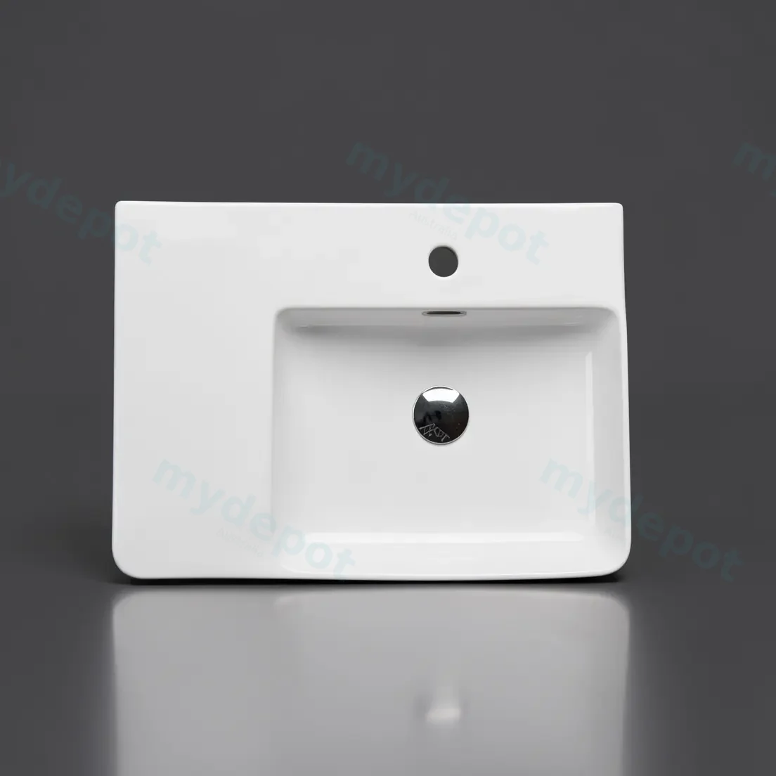 600*420*120mm Wall Hung Rectangular Basin With Left Drainer&Mixer Hole view 2