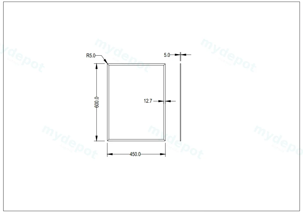 450X600X5mm Recta Bevel Edge Mirror view 2