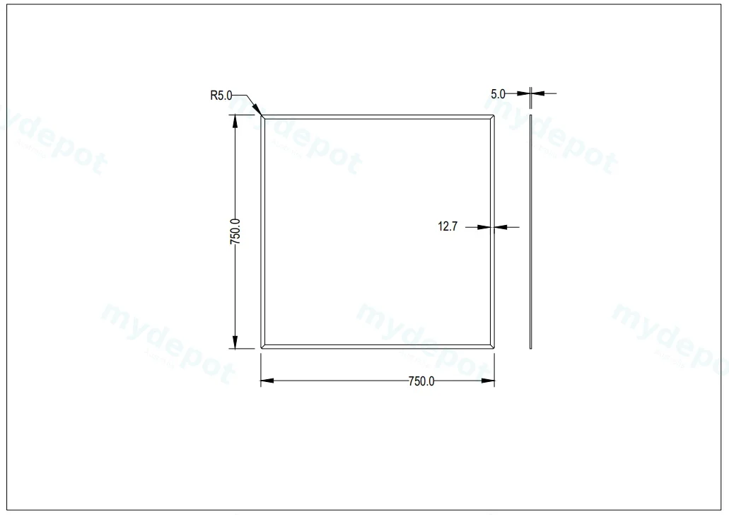 750X750X5mm Recta Bevel Edge Mirror view 2