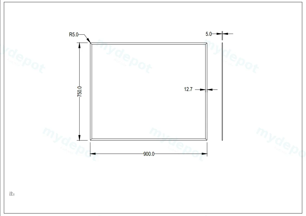 900X750X5mm Recta Bevel Edge Mirror view 2