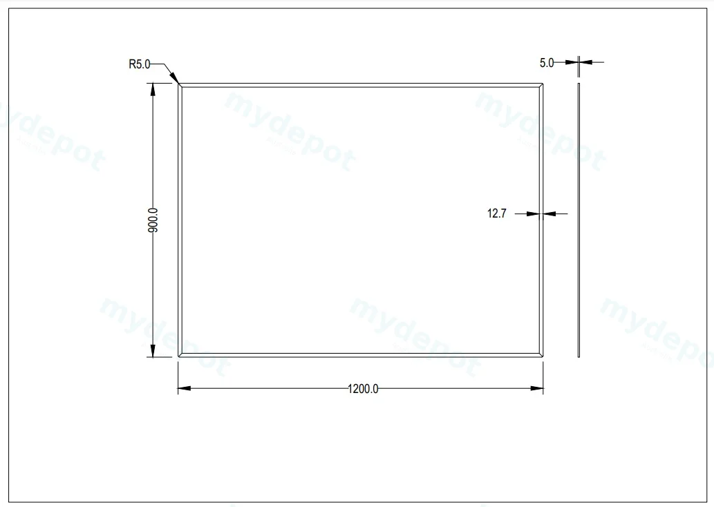 1200X900X5mm Recta Bevel Edge Mirror view 2