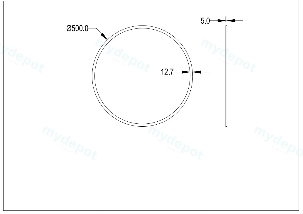 500X500X5mm Orbis Bevel Edge Mirror view 2