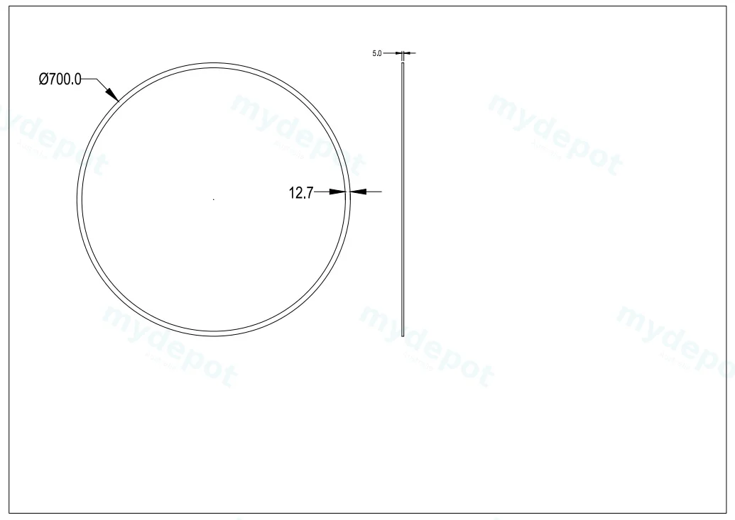 700X700X5mm Orbis Bevel Edge Mirror view 2