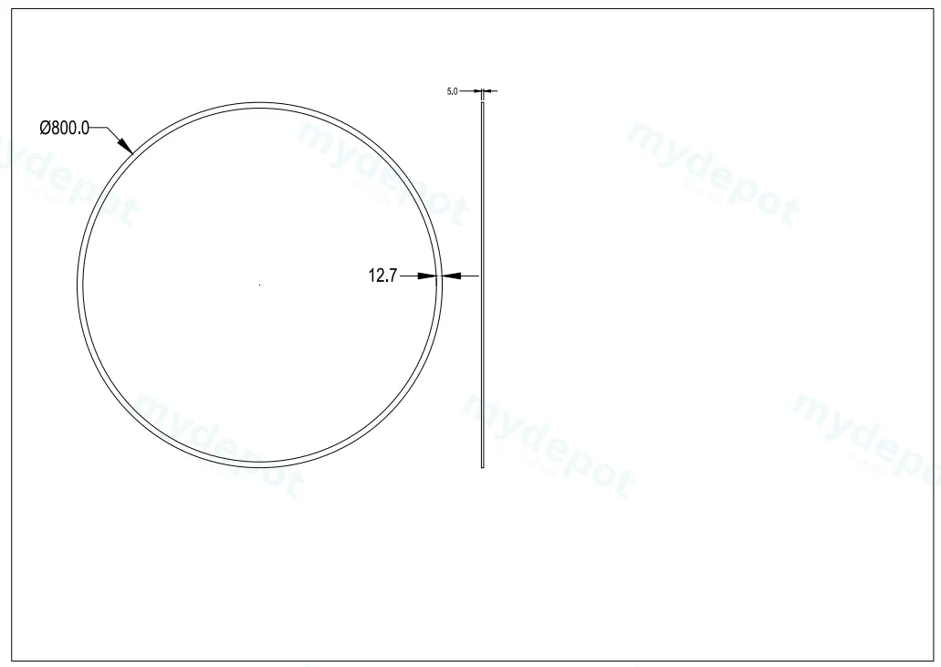 800X800X5mm Orbis Bevel Edge Mirror view 2