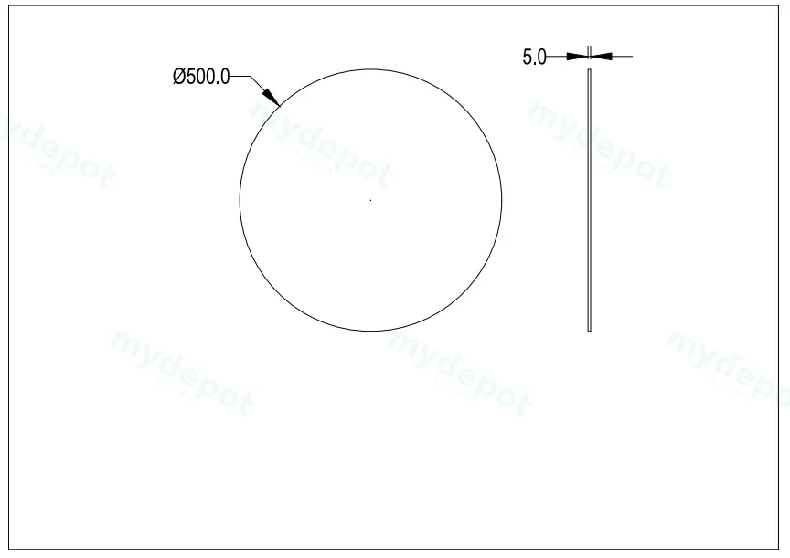 500X500X5mm Orbis Pencil Edge Mirror view 2