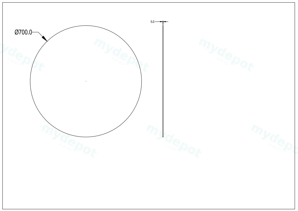 700X700X5mm Orbis Bevel Edge Mirror view 2