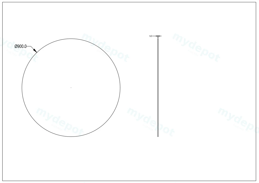 900X900X5mm Orbis Pencil Edge Mirror view 2
