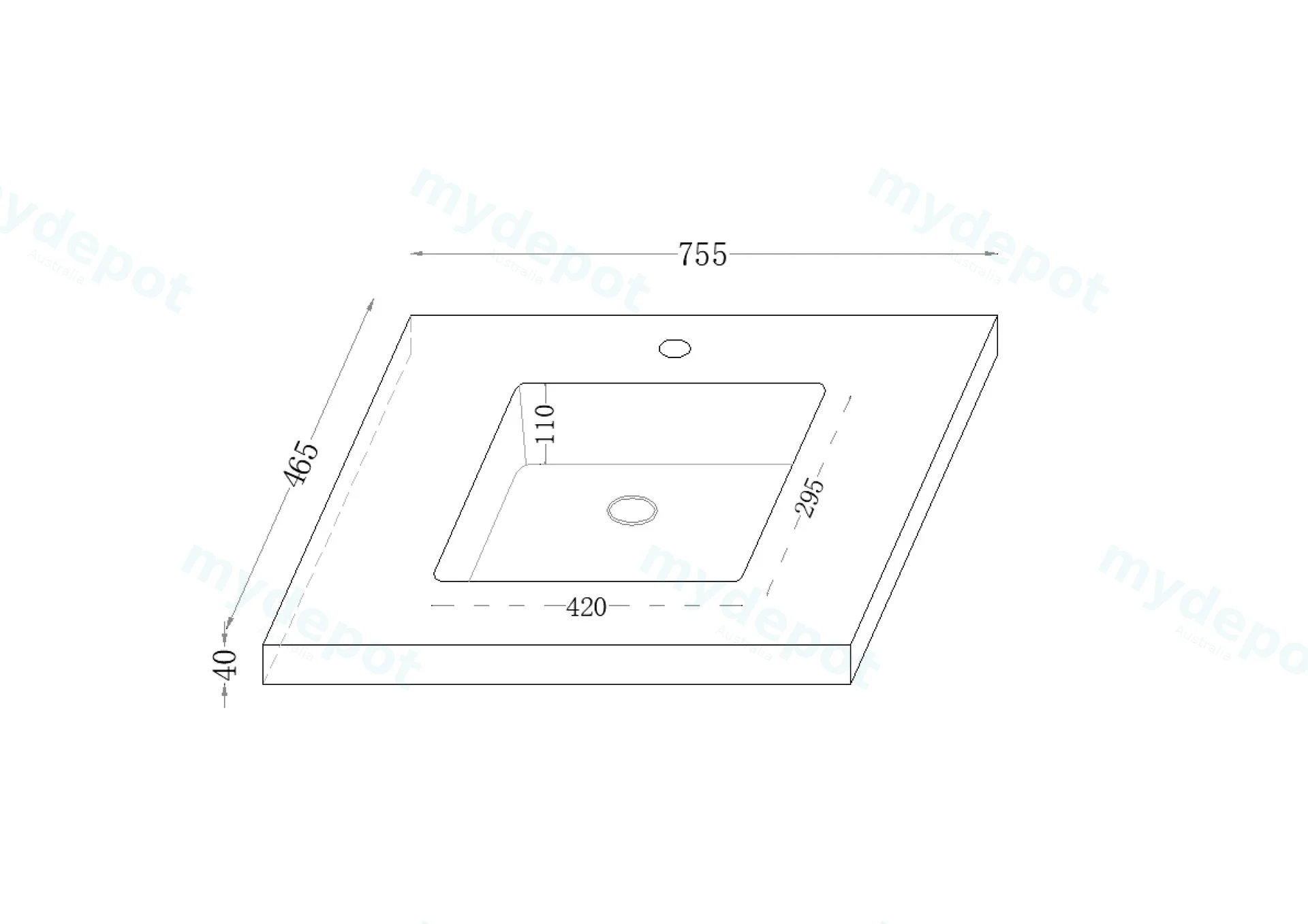 750x460x190mm Carrara White Sintered Stone Seamlessjoined With Fine Ceramic Basin view 2