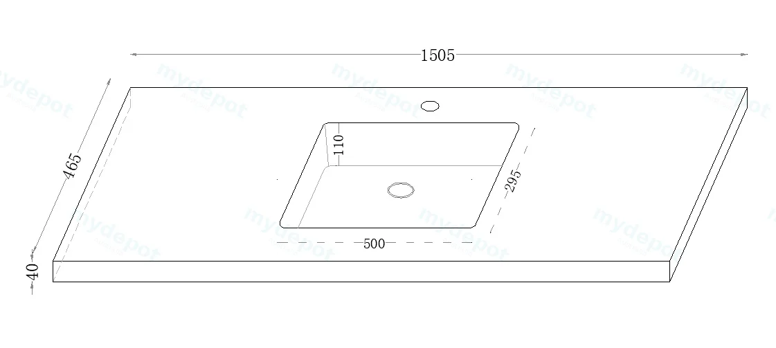 1500x460x190mm Carrara White Sintered Stone Seamlessjoined With Fine Ceramic Basin view 2