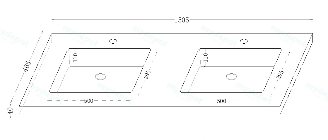 1500x460x190mmCarrara White Sintered Stone Seamlessjoined With Fine Ceramic Basin Double Bowl view 2