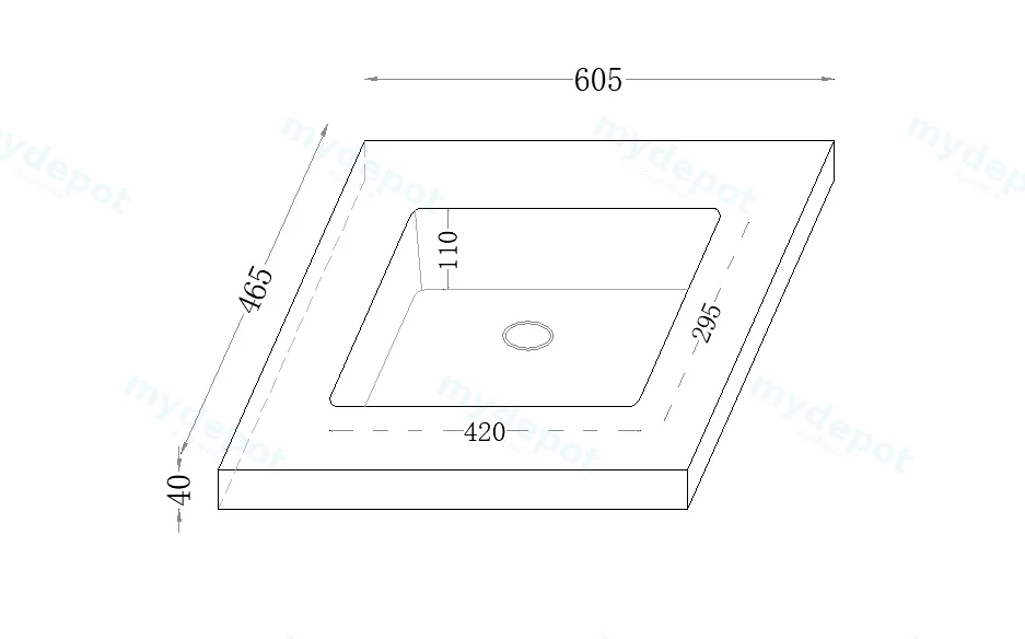 600x460x190mm Carrara White Sintered Stone Seamlessjoined With Fine Ceramic Basin Single Bowl No Tap Hole view 2
