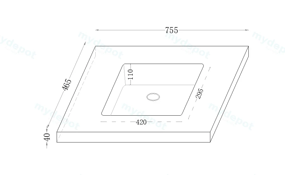 750x460x190mm Carrara White Sintered Stone Seamlessjoined With Fine Ceramic Basin Single Bowl No Tap Hole view 2