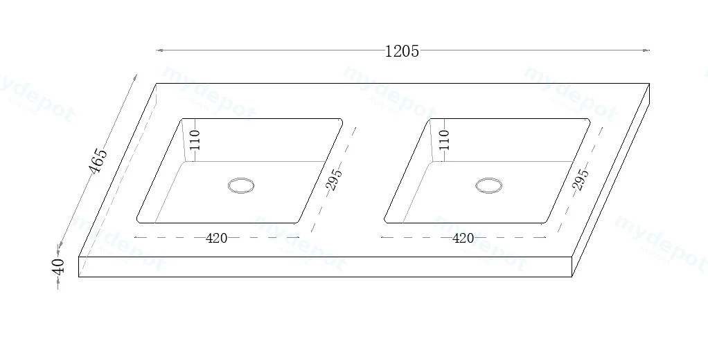 12000x460x190mm Carrara White Sintered Stone Seamlessjoined With Fine Ceramic Basin Double Bowl No Tap Hole view 2