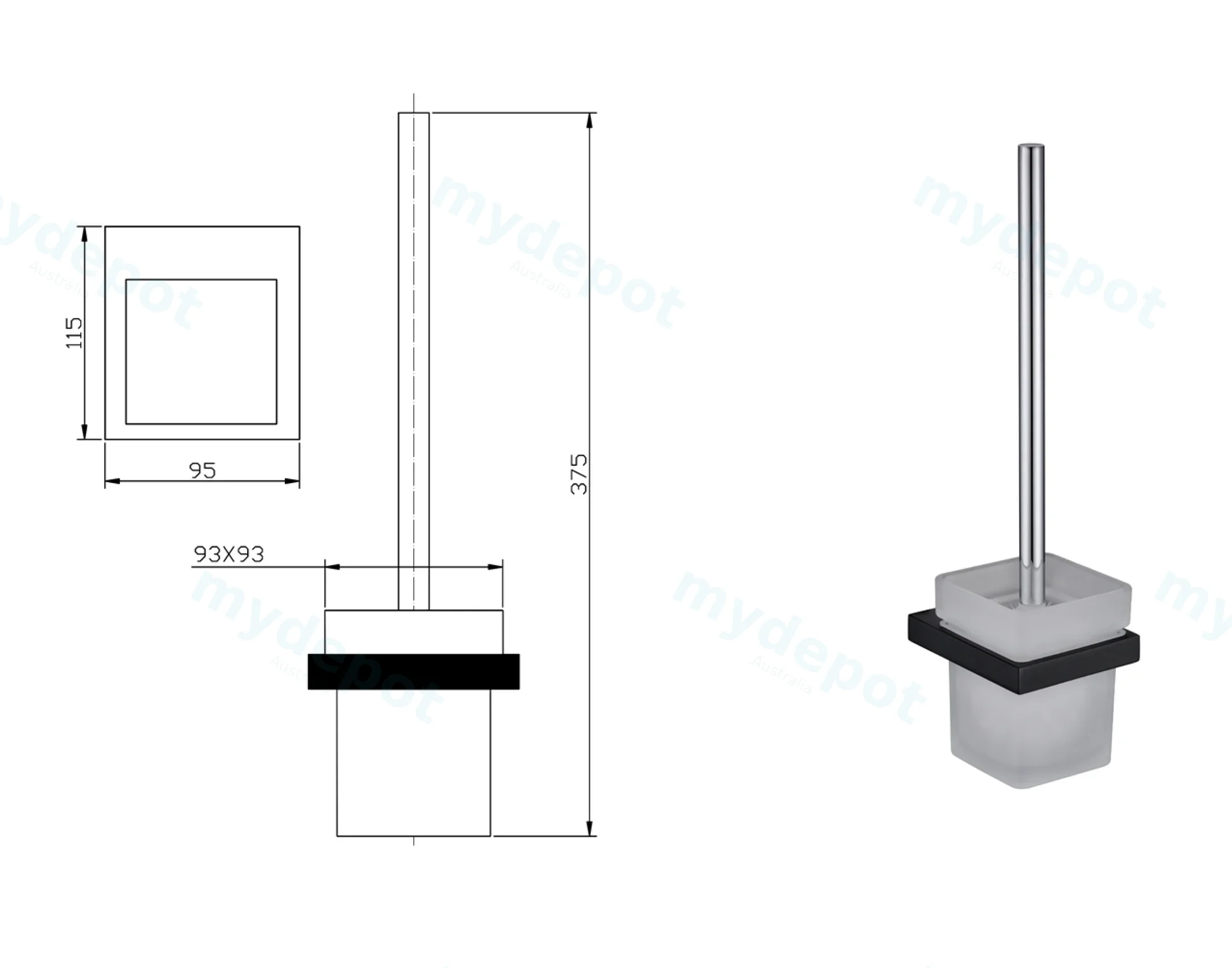 Eden Toilet Brush Holder(Matt Black) view 2