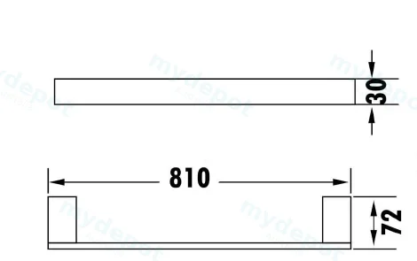 Rosa Single Towel Rail 810 mm SS304 Stainless Steel(Chrome) view 2