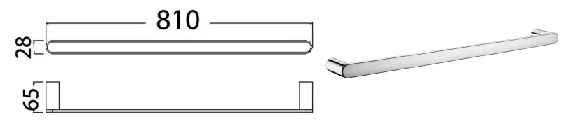 Dove Single Towel Rail 810mm(Chrome) view 2
