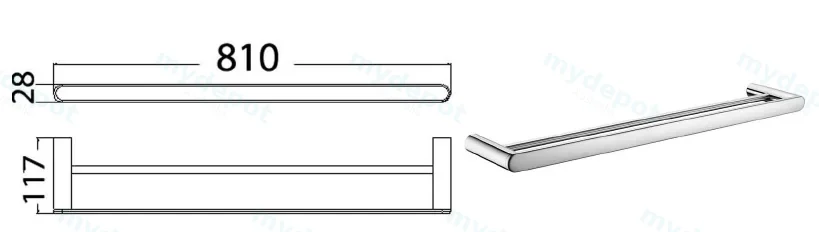 Dove Double Towel Rail 810mm(Chrome) view 2