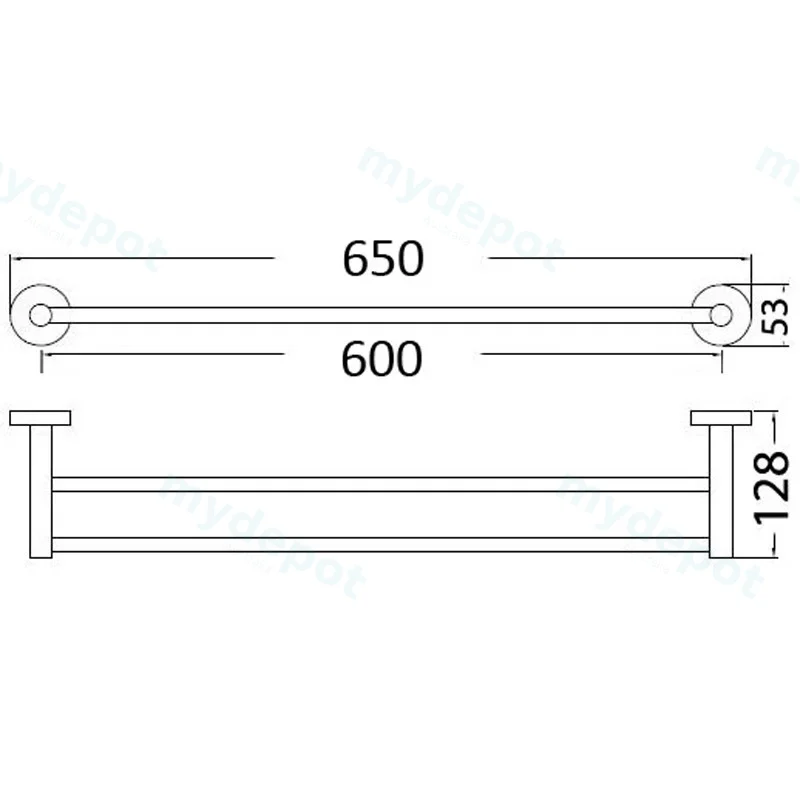 Otus Round Double Towel Rail 600mm(Chrome) view 2