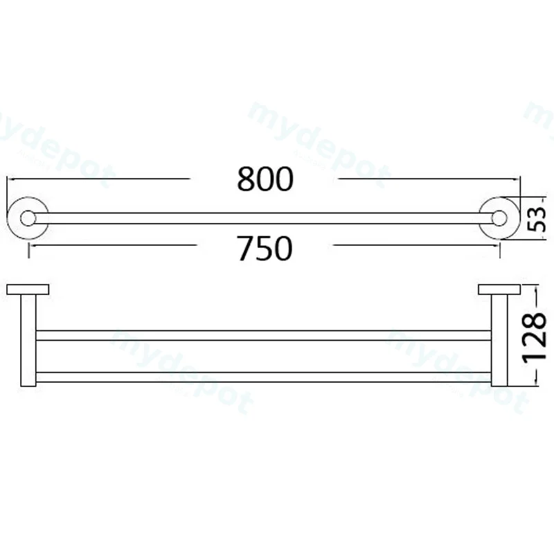 Otus Round Double Towel Rail 750mm(Chrome) view 2