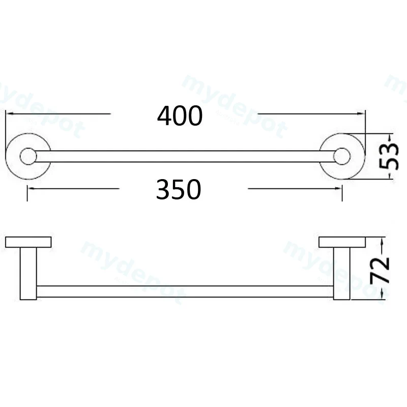 Otus Single Towel Rail 350mm(Chrome) view 2