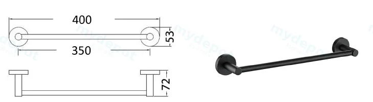 Otus Single Towel Rail 350mm(Matt Black) view 2