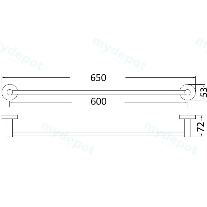 Otus Round Single Towel Rail 600mm(Chrome) view 2