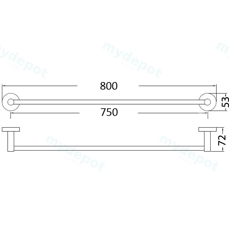 Otus Round Single Towel Rail 750mm(Chrome) view 2
