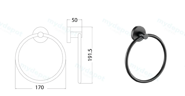 Otus Round Towel Ring(Matt Black) view 2