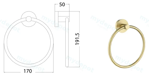 Otus Round Towel Ring(Brushed Gold) view 2
