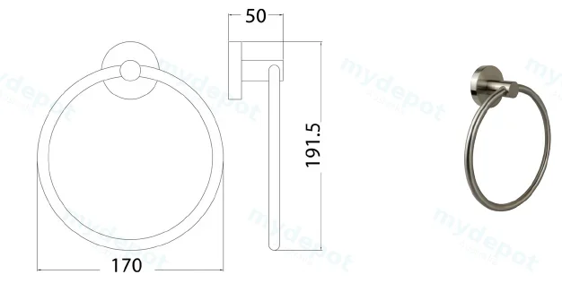 Otus Round Towel Ring(Brushed Nickel) view 2