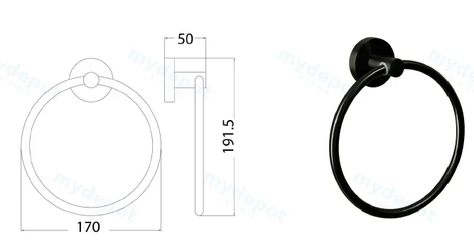 Otus Round Towel Ring(Gunmetal) view 2