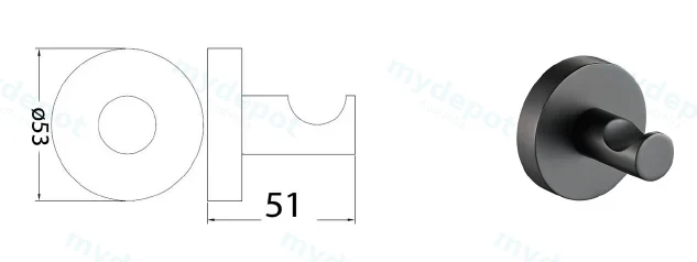 Otus Round Robe Hook(Matt Black) view 2