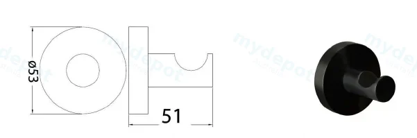 Otus Round Robe Hook(Gunmetal) view 2