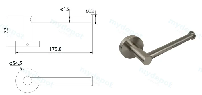 Otus L-Shaped Toilet Roll Holder(Brushed Nickel) view 2