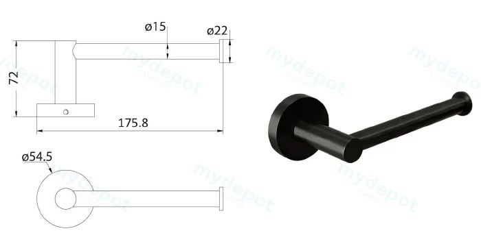 Otus L-Shaped Toilet Roll Holder(Gunmetal) view 2