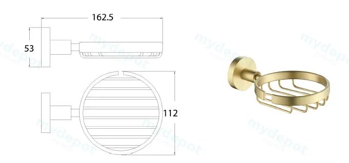 Otus Round Soap Dish(Brushed Gold) view 2