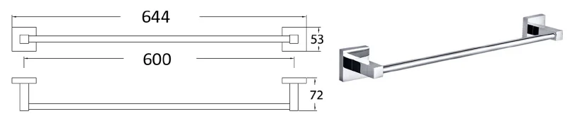 Sara Single Towel Rail 600 mm(Chrome) view 2