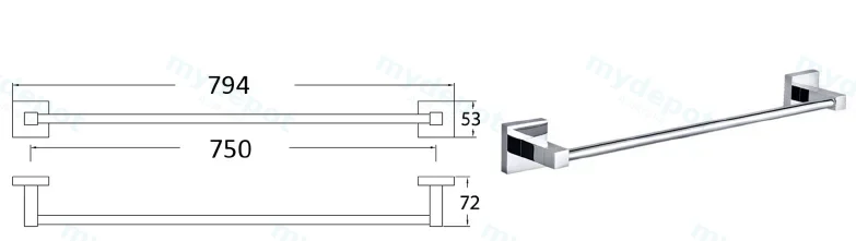 Sara Single Towel Rail 750 mm(Chrome) view 2