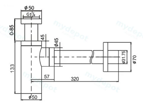 Bottle Trap 32mm(Matt Black) view 2