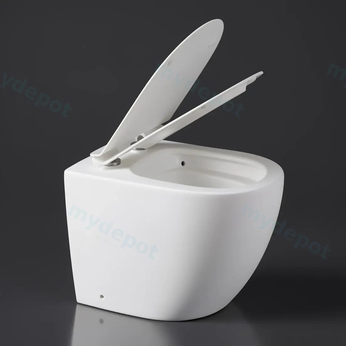 Floor Pan Matte White Rimless Flushing Toilet P-trap Roughing -in view 2