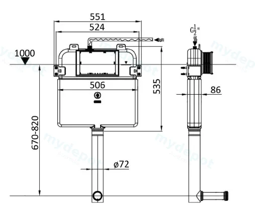 Standard Cistern for PTW1012(Gloss White) view 2