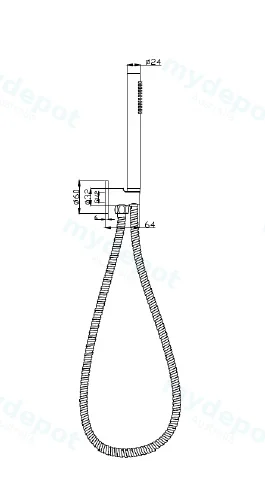 Tube Hand Shower On Wall Outlet Bracket view 2
