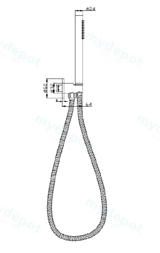 Tube Hand Shower On Wall Outlet Bracket Matt Black view 2