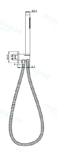 Tube Hand Shower On Wall Outlet Bracket Brushed Gold view 2