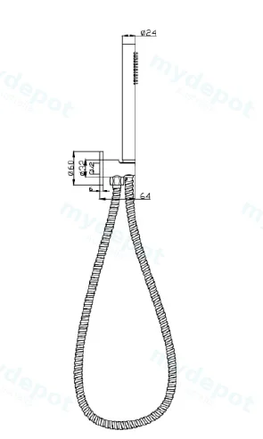 Tube Hand Shower On Wall Outlet Bracket Brushed Nickel view 2