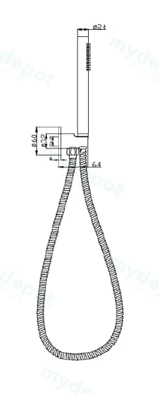 Tube Hand Shower On Wall Outlet Bracket  Gun Metal view 2