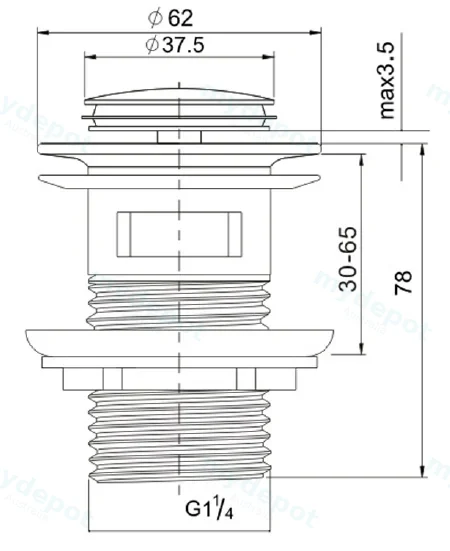 Basin Pop-up Waste 32mm(Brushed Nickel) view 2
