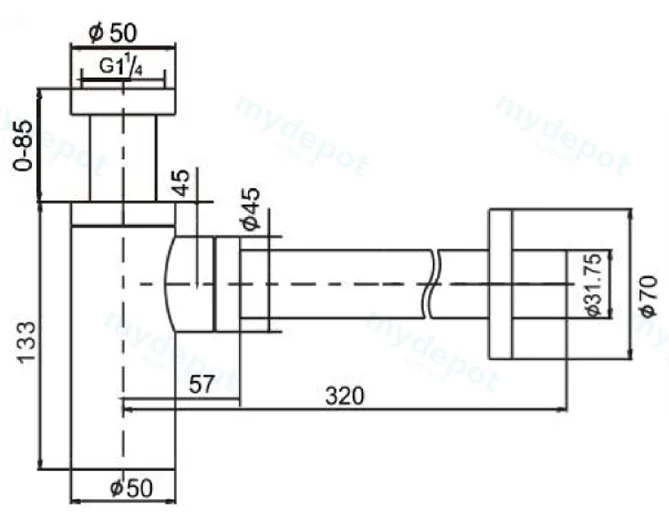 Bottle Trap 32mm(Brushed Nickel) view 2